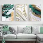 Altın Akıntılar: Yeşilin Enerjisi Ve Mermerin Zarafeti Beyaz Metal Çerçeveli Tablo Takımı