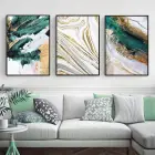 Altın Akıntılar: Yeşilin Enerjisi Ve Mermerin Zarafeti Siyah Metal Çerçeveli Tablo Takımı