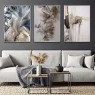 Akışkan Düşler: Soyut Dalgalar Ve Doğal Formlar Üçlü Metal Çerçeveli Tablo Takımı