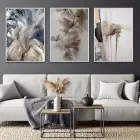 Akışkan Düşler: Soyut Dalgalar Ve Doğal Formlar Üçlü Metal Çerçeveli Tablo Takımı