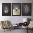 Geometrik Gölge Oyunları: Altın Ve Siyahın Asil Buluşması Metal Çerçeveli Tablo Seti
