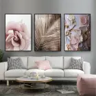 Pembe Sükunet: Estetik Desenler Metal Çerçeveli Tablo Seti