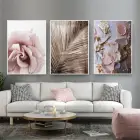 Pembe Sükunet: Estetik Desenler Metal Çerçeveli Tablo Seti