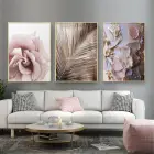 Pembe Sükunet: Estetik Desenler Metal Çerçeveli Tablo Seti