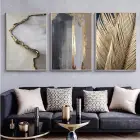 Modern Elegans: Altın Dokunuşlu Mermer Ve Soyut Desenler Metal Çerçeveli Tablo Seti