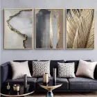 Modern Elegans: Altın Dokunuşlu Mermer Ve Soyut Desenler Metal Çerçeveli Tablo Seti