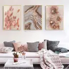 Sakin Renklerin Dansı: Pastel Dokunuşlar Ve Mermer Desenler Metal Çerçeveli Tablo Seti