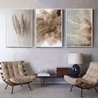 Yumuşak Dokunuşlar: Bej Ve Krem Botanik Zarafeti Metal Çerçeveli Tablo Takımı