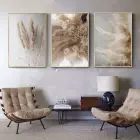 Yumuşak Dokunuşlar: Bej Ve Krem Botanik Zarafeti Metal Çerçeveli Tablo Takımı