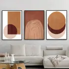 Toprak Tonlarında Soyut Harmoni Metal Çerçeveli Tablo Takımı