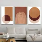Toprak Tonlarında Soyut Harmoni Metal Çerçeveli Tablo Takımı
