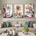 Floral Senfoni: Klasik Güzellik Siyah Metal Çerçeveli Tablo Seti