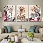 Floral Senfoni: Klasik Güzellik Beyaz Metal Çerçeveli Tablo Seti