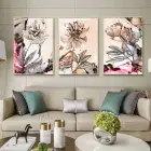 Floral Senfoni: Klasik Güzellik Gold Metal Çerçeveli Tablo Seti