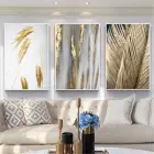 Altın Esintiler: Yumuşak Pasteller Ve Metalik Parıltılar Metal Çerçeveli Tablo Seti