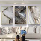 Mermerin Şiirsel Dalgaları Metal Çerçeveli Tablo Seti
