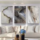 Mermerin Şiirsel Dalgaları Metal Çerçeveli Tablo Seti