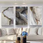 Mermerin Şiirsel Dalgaları Metal Çerçeveli Tablo Seti