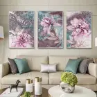 Harmoni Bahçesi: Çiçek Motifli Gümüş Metal Çerçeveli Tablo Seti