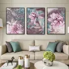 Harmoni Bahçesi: Çiçek Motifli Siyah Metal Çerçeveli Tablo Seti