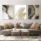 Altın Dokunuş: Doğal Lüks Ve Elegans Metal Çerçeveli Tablo Seti