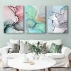 Soyut Mermer Dokulu Dekoratif Üçlü Kanvas Tablo Seti