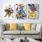 Wassily Kandinsky Soyut ve Geometrik Üçlü Kanvas Tablo Seti