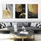 Soyut Altın Ağaç Modern Üçlü Kanvas Tablo Takımı