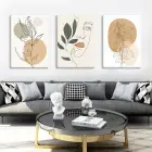 Soyut Geometrik Duvar Sanatı Dekoratif Üçlü Kanvas Tablo Seti