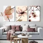 Natural Soyut Bitkiler Dekoratif 3lü Kombin Kanvas Tablo