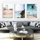 Üç Parça Kanvas Tablo Seti Deniz Manzarası Kombini