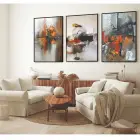 Soyut Renk Oyunları Üçlü Metal Çerçeveli Tablo Seti