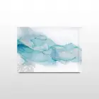 Açık Mavi ve Beyaz Tonlar Tekli Yatay Cam Tablo