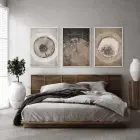 Ağaç Halkaları Desenli Ahşap Tonlarında Modern Beyaz Çerçeveli Cam Tablo