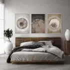 Ağaç Halkaları Desenli Ahşap Tonlarında Modern Gümüş Çerçeveli Cam Tablo