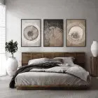 Ağaç Halkaları Desenli Ahşap Tonlarında Modern Siyah Çerçeveli Cam Tablo