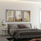 Altın Çiçekler Temalı Üçlü Metal Çerçeveli Tablo Seti