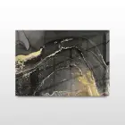 Altın ve Siyah Desenli Tekli Yatay Cam Tablo