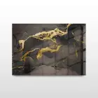 Altın Vurgular Efektli Tekli Yatay Cam Tablo