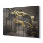 Altın Vurgular Efektli Tekli Yatay Cam Tablo