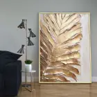 Altın Yapraklar Tekli Metal Çerçeveli Tablo