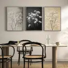 Beyaz Çiçek Detaylı Gümüş Metal Çerçeveli Cam Tablo