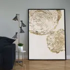 Beyaz ve Gold Desenli Tekli Metal Çerçeveli Tablo