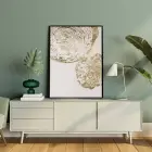 Beyaz ve Gold Desenli Tekli Metal Çerçeveli Tablo