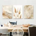 Beyaz ve Krem Detaylı Üçlü Kanvas Tablo Seti