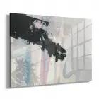 Beyaz ve Siyah Tonlar Tekli Yatay Cam Tablo