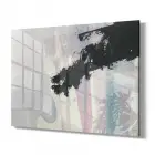 Beyaz ve Siyah Tonlar Tekli Yatay Cam Tablo