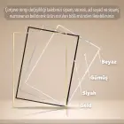 1 Adet Beyaz Metal Çerçeveli Gerçek Kırılmaz Cam Metal Tablo — Mavi Çiçek