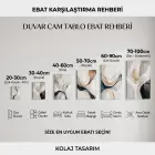 Floral Portre Petrol Mavi Altın Tekli Cam Tablo Duvar Salon Aksesuarları