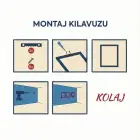 Kedi Portreli Soyut Uyum Beyaz Çerçeveli 3lü Ahşap Tablo Seti